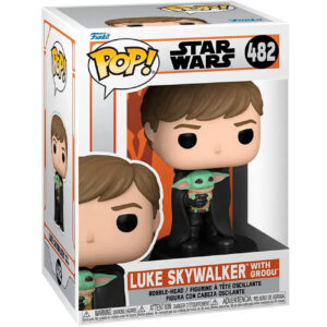 Funko Pop Luke Skywalker con Grogu número 482 de Star Wars The Mandalorian, figura de vinilo oficial