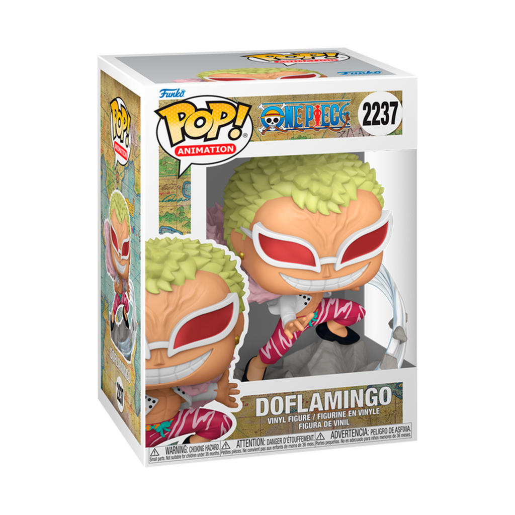 Funko Pop Doflamingo 2237 de One Piece en su caja